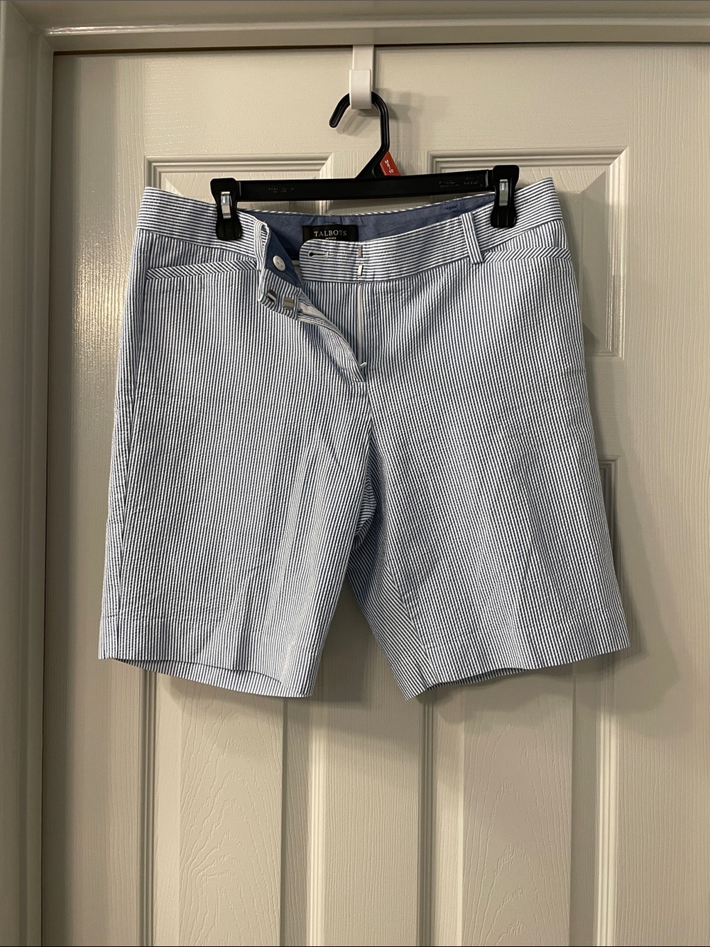 Talbots Light Blue and White Striped Shorts 9 inch inseam
